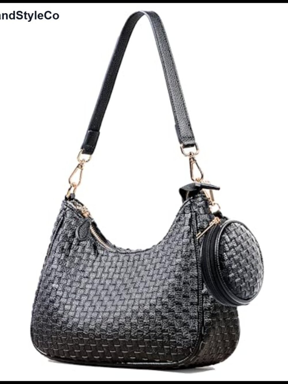 Woven Shoulder Bag PU Vegan Leather Slouchy Hobo Purse Y2K Crossbody Handbag